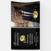 Football Player Photo Black | Goud Afstuderen Spandoek (Verticaal)