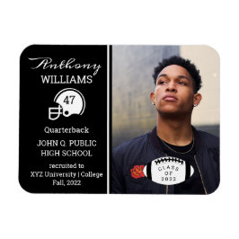 Football Player Photo Black | Witte Afstuderen Magneet