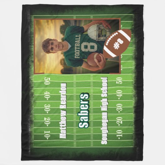 Football Player # Photo Name Team School Custom Fleece Deken (Voorkant)