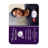 Football Player Photo Paars | Witte Afstuderen Magneet (Verticaal)