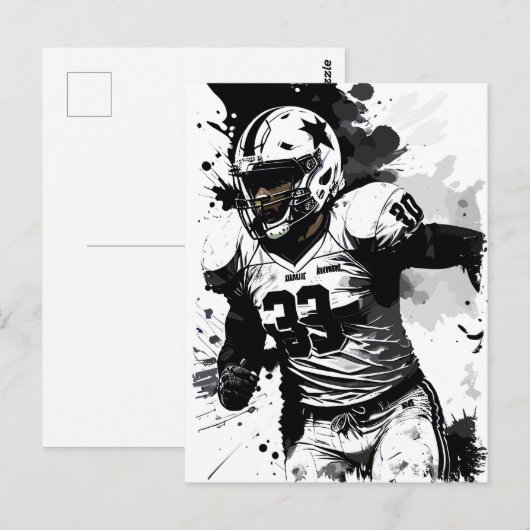 ← Football Player Portrait Abstract Splatter Art Briefkaart (Voorkant / Achterkant)