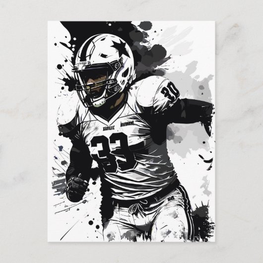 ← Football Player Portrait Abstract Splatter Art Briefkaart (Voorkant)
