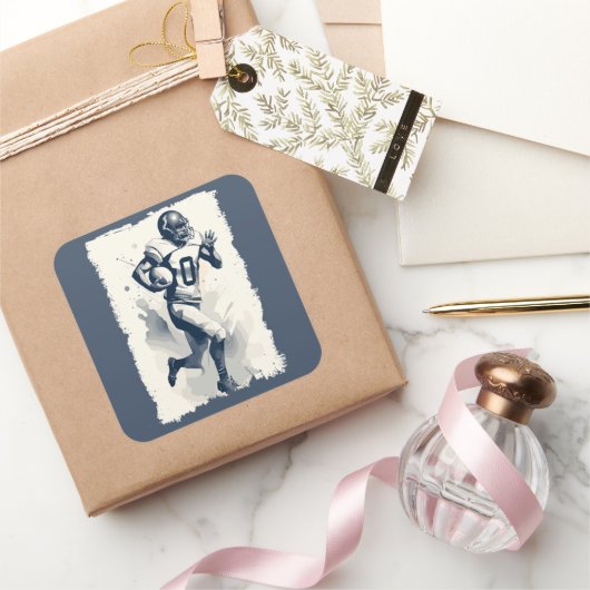 ← Football Player Portrait Abstracte Vector Art Vierkante Sticker (Geschenken)