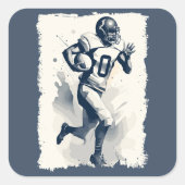 ← Football Player Portrait Abstracte Vector Art Vierkante Sticker (Voorkant)