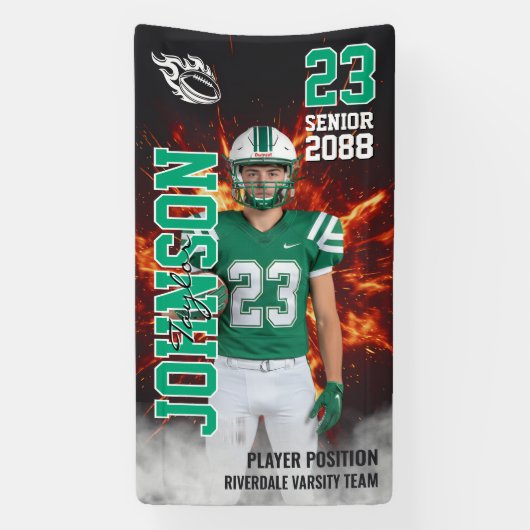 Football Player Portrait Photo Senior Night Spandoek (Verticaal)