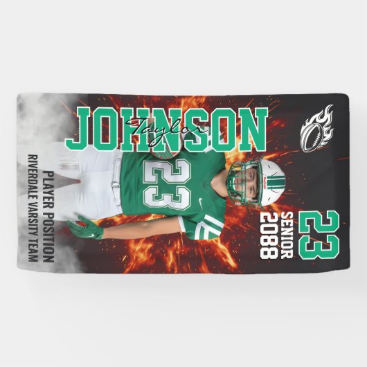 Football Player Portrait Photo Senior Night Spandoek (Horizontaal)