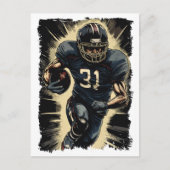 ← Football Player Portret Abstracte Vector NFL Briefkaart (Voorkant)