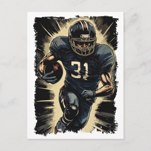 ← Football Player Portret Abstracte Vector NFL Briefkaart (Voorkant)