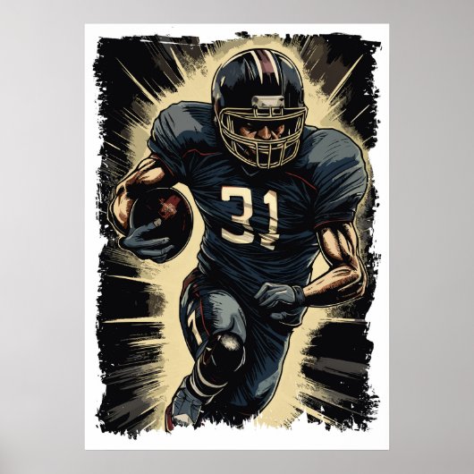 ← Football Player Portret Abstracte Vector NFL Poster (Voorkant)