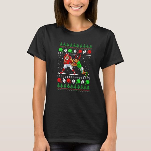 Football Player Reindeer Ugly Christmas Pajama X T-shirt (Voorkant)