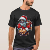 Football Player Santa Christmas Pajama Funny X-mas T-shirt (Voorkant)
