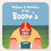Football Player Super Fan Game Day Kartonnen Onderzetters (Voorkant)