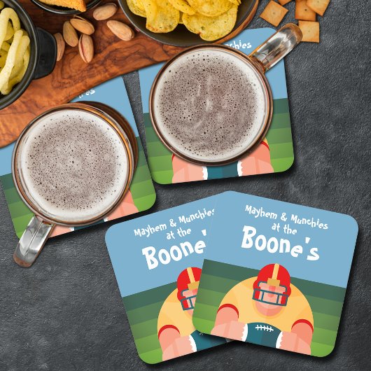 Football Player Super Fan Game Day Kartonnen Onderzetters