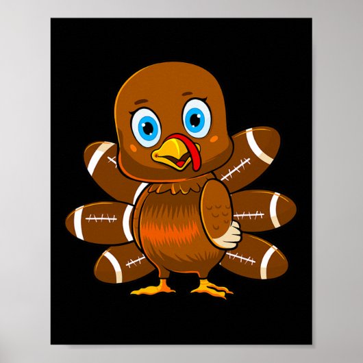 Football Player Thanksgiving Cute Herfst Boys Poster (Voorkant)
