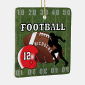 Football Player Touchdown - Rood Keramisch Ornament (Rechts)