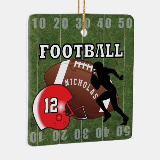 Football Player Touchdown - Rood Keramisch Ornament (Rechts)