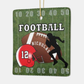 Football Player Touchdown - Rood Keramisch Ornament (Links)