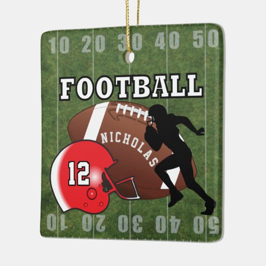 Football Player Touchdown - Rood Keramisch Ornament (Links)