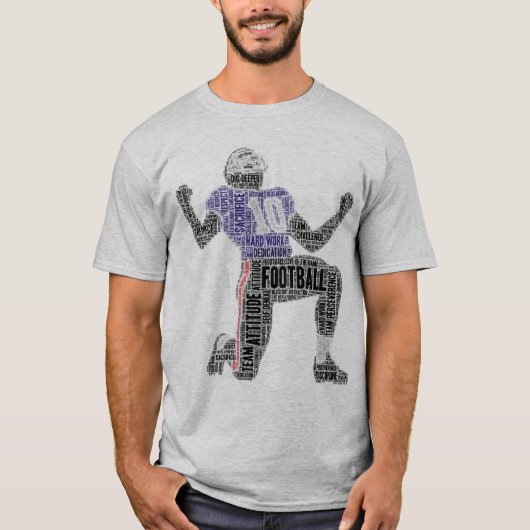 Football Player Word Art Dedication Inspiration T-shirt (Voorkant)