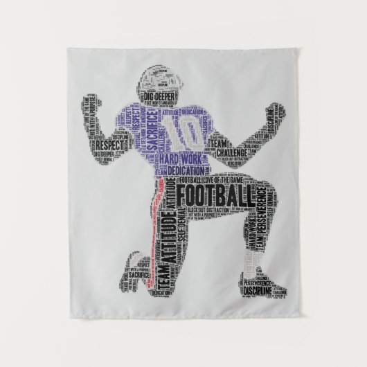 Football Player Word Art Dedication Inspiration Wandkleed (Voorkant)