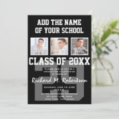 Football Player's Team Number Athlete Afstuderen Kaart (Staand voorkant)