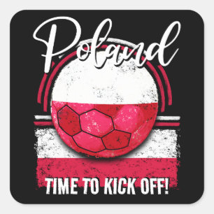 Football Polen Vlag Euro, noodvlag Vierkante Sticker