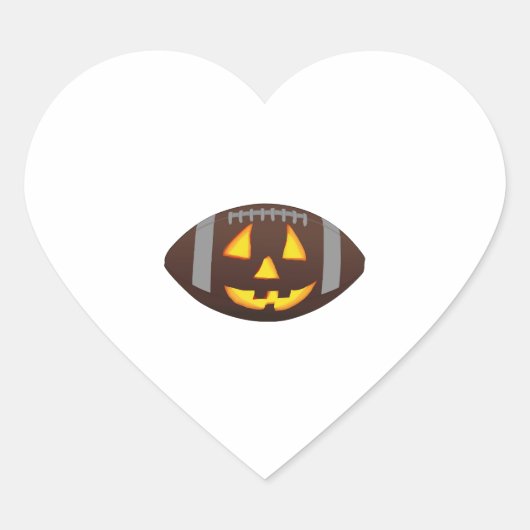 Football pompoen gezicht hart sticker (Voorkant)