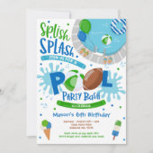 Football Pool Party Splish Splash Pool Birthday Kaart (Voorkant)