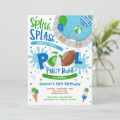Football Pool Party Splish Splash Pool Birthday Kaart (Staand voorkant)