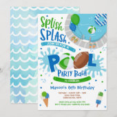 Football Pool Party Splish Splash Pool Birthday Kaart (Voorkant / Achterkant)