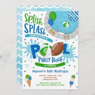 Football Pool Party Splish Splash Pool Birthday Kaart
