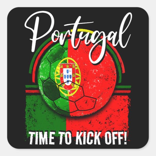 Football Portugal vlag, noodvlag groen rood Vierkante Sticker (Voorkant)