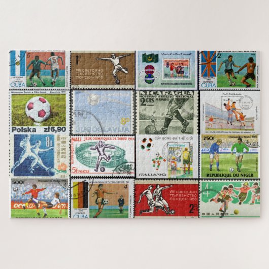 Football Postage Stampen Collage Jigzaag Puzzle Legpuzzel (Horizontaal)