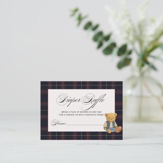 Football Preppy Beer Baby shower Luier Raffle Informatiekaartje (Staand voorkant)