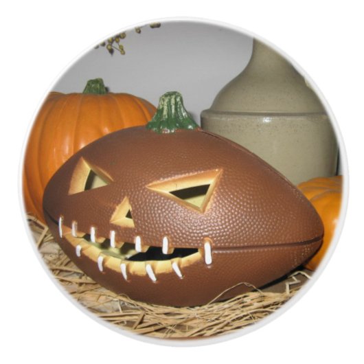 Football Pumpkin Keramische Knop (Voorkant)