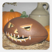 Football Pumpkin Vierkante Sticker (Voorkant)