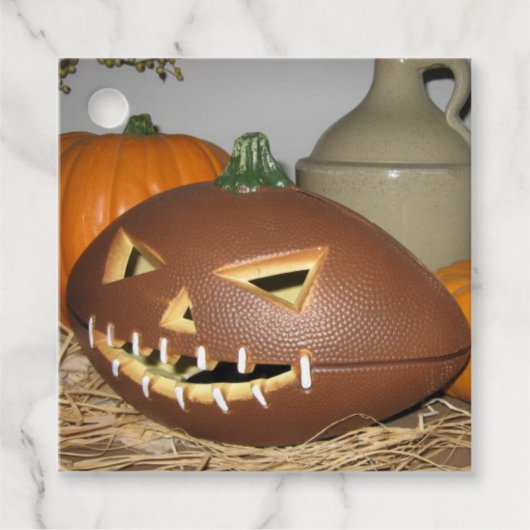 Football Pumpkin Wooden Gift Labels (Voorkant)