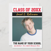 Football Quarterback Jersey Number Afstuderen Kaart (Achterkant)