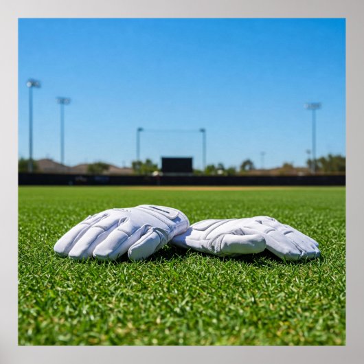 Football Receiver Gloves on Turf Field Poster (Voorkant)
