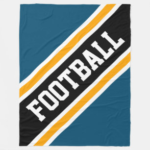 FOOTBALL Retro Blauwgroen Diagonaal Zwart Geel Str Fleece Deken