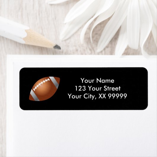 Football Return Address Labels in zwart (Insitu)