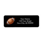 Football Return Address Labels in zwart (Voorkant)