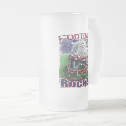 Football Rocks Busted Helmet van Mudge Studios Matglas Bierpul (Voorkant rechts)