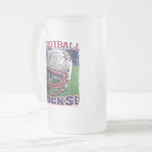 Football Rocks Busted Helmet van Mudge Studios Matglas Bierpul (Voorkant links)