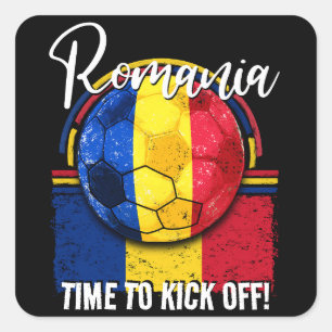 Football Roemenië Vlag, retro blauw geel rood Vlag Vierkante Sticker