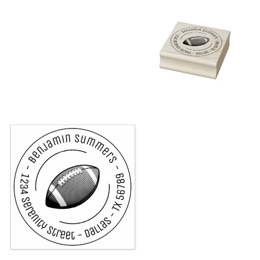 Football Ronde adres Rubberstempel (Gestempeld)
