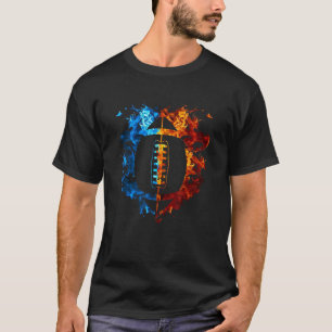 Football Rood Blauw Vuur Sport Football T-shirt