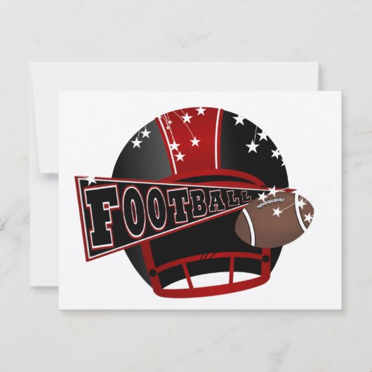 Football Rood en Zwart Uitnodiging - SRF (Voorkant)