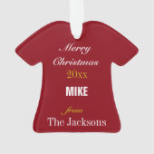 Football Rood, Goud & Wit Jersey Ornament (achterkant)