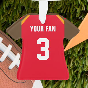 Football Rood, Pewter & Sinaasappel Jersey Ornamen Ornament